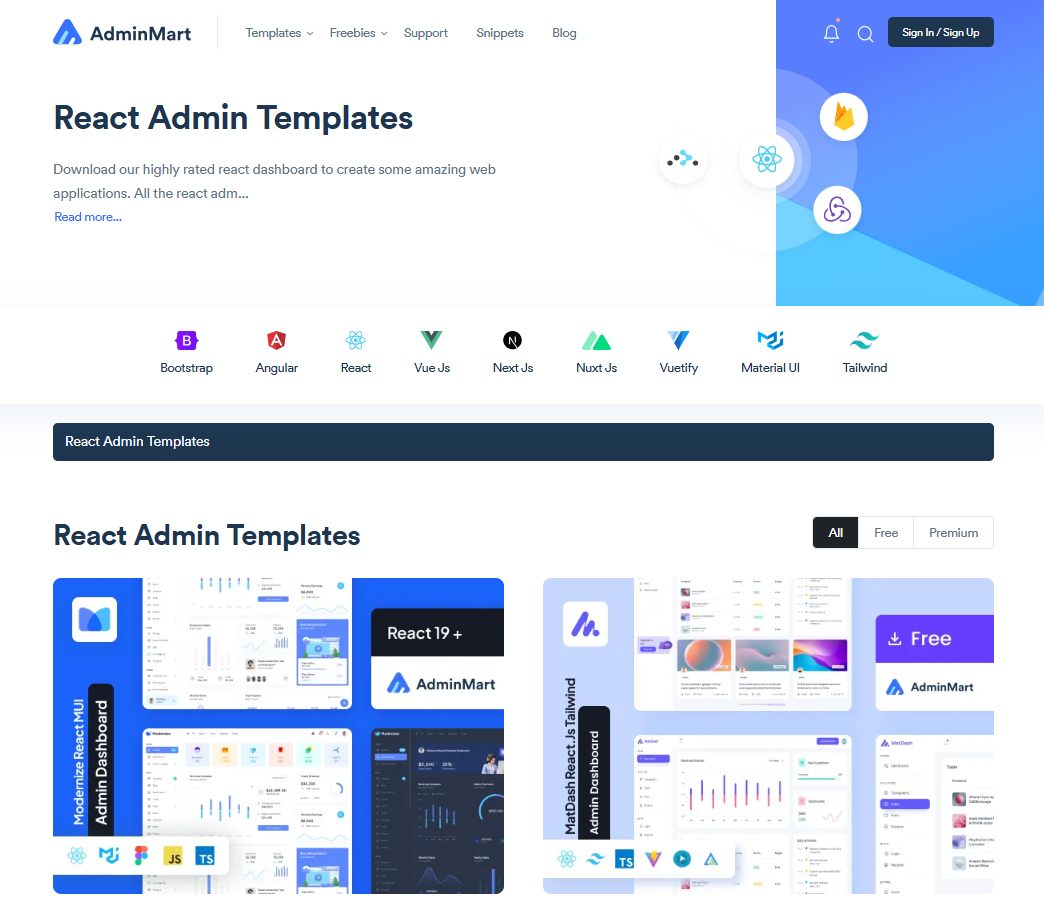 react admin templates by adminmart