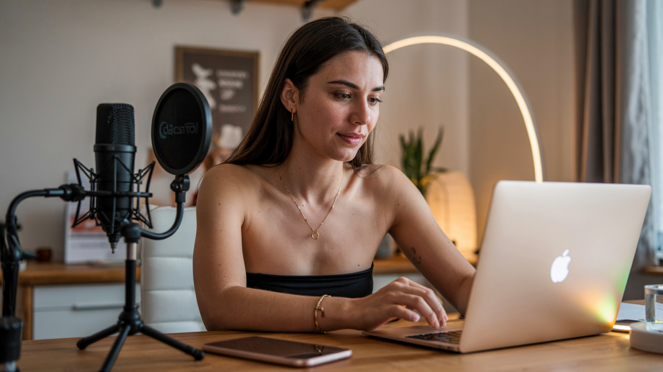 latina girl working on laptop as a spanish bilingual virtual assistant