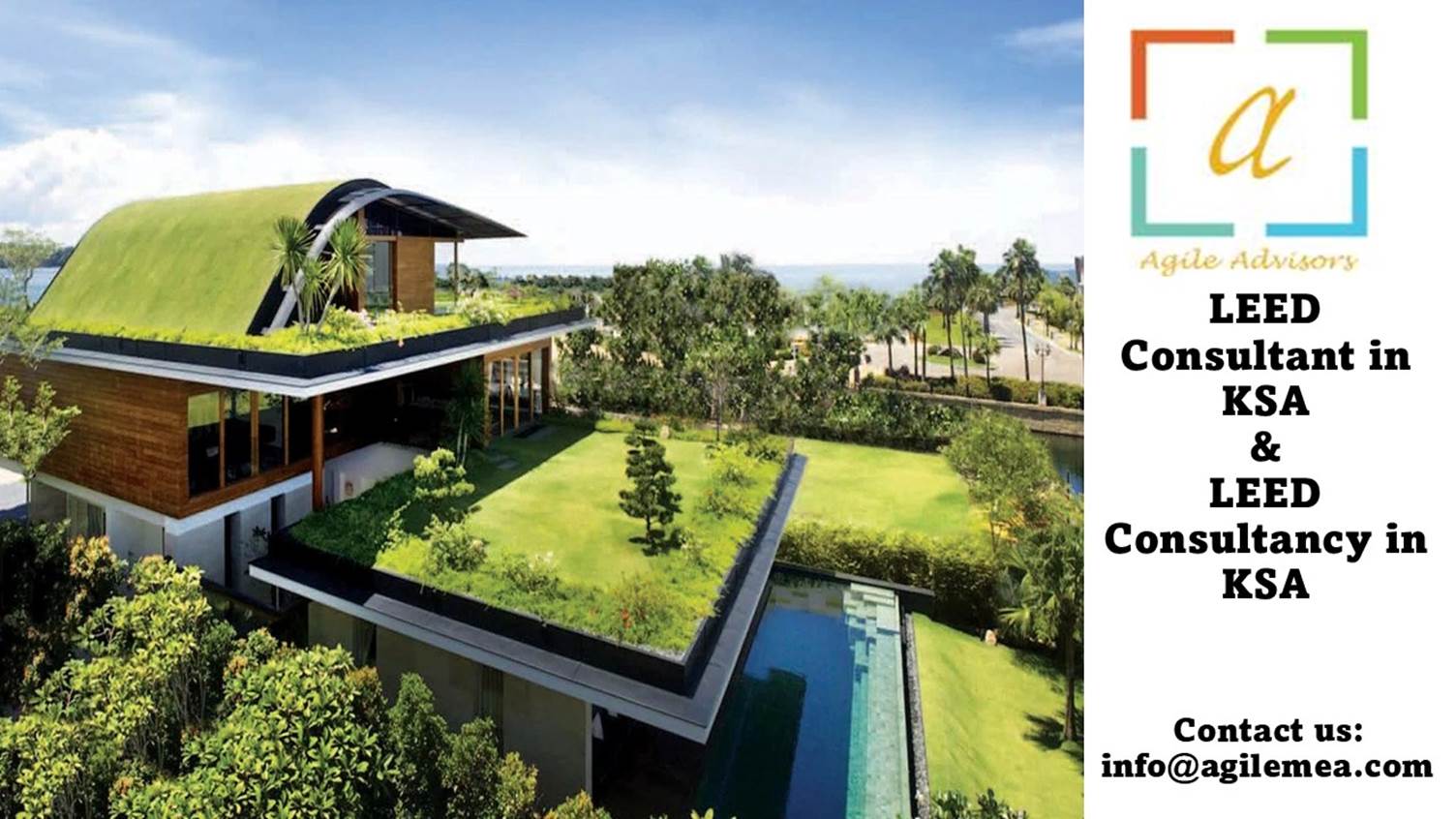 A house with a green roof and a poolAI-generated content may be incorrect.