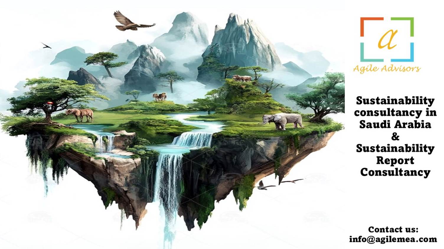 A floating island with a waterfall and mountainsAI-generated content may be incorrect.
