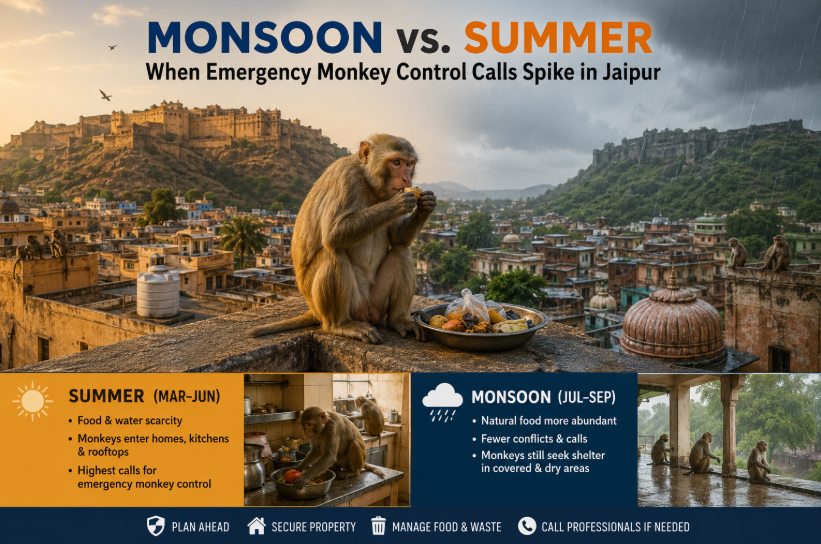 Monkey Cather SR shares Jaipur-specific data on seasonal monkey attacks. Trusted animal rescue service in Jaipur for emergency and residential monkey control.