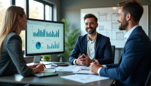 A group of SEO consultants in an office atmosphere.