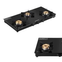 3 burner gas stove glass top