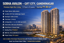 Sobha Avalon is an upcoming pre-launch residential project by Sobha Group in Gift City, Gandhinagar. Offering premium 1, 1.5, 2 & 3 BHK