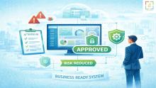 Illustration showing quality acceptance testing ensuring business ready and reliable software systems