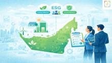 UAE map illustration showing sustainability consultancy and ESG consulting services across the United Arab Emirates