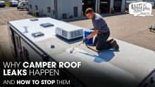 A Male Technician Repairing a Jayco Camper Roof outside of a workshop