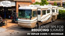 A Class A Motorhome Parked Outside of an RV Repair Shop