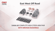 Rock Crawler Steering Kit pair with bronze Kingpin bushings and mounting hardware for a compatible Dana 60 axle