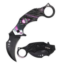 Demon Of Death Grim Reaper Purple Karambit Spring Assist Pocket Knife
