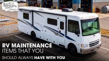 A Class A Motorhome Parked Outside of a RV Repair Shop for Maintenance Works