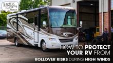 An Open Road Allegro Class A Motorhome Parked Outside of a Workshop