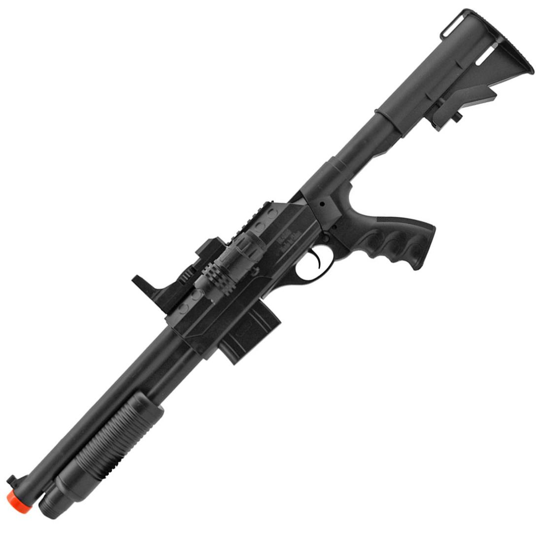 M0581C Spring Shotgun With Pressure Switch Laser And Mock Red Dot Scope