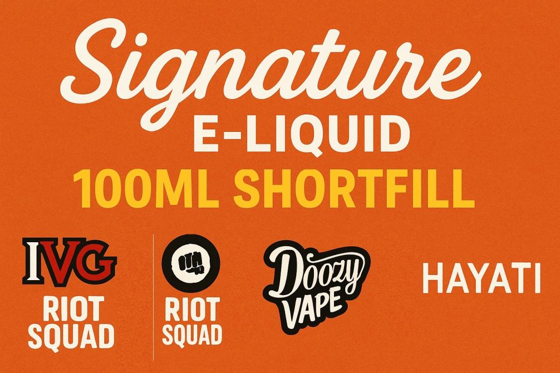 Signature E-Liquid 100ml shortfill | e-liquid | nic salt | Signature shortfill | vape juice | 100ml vape liquid | UK e-liquid | shortfill e-liquid | nic shot compatible | refillable vape e-liquid