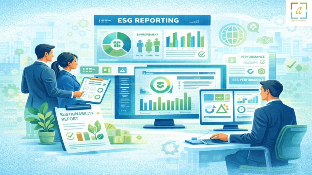 Sustainability reporting consultant analyzing ESG performance metrics and sustainability report data for organizations in Dubai and UAE