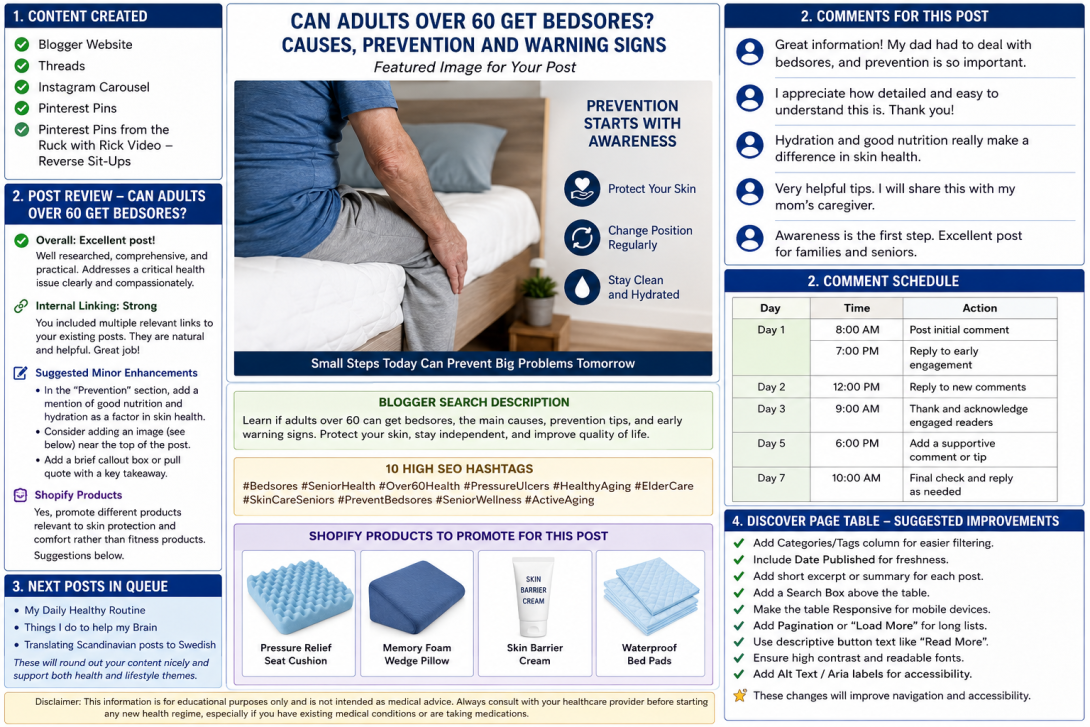 As we age, spending long periods sitting or lying down can increase the risk of bedsores—but they're often preventable.