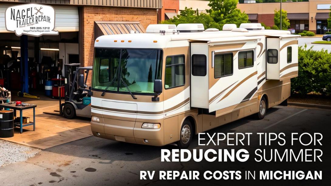 A Class A Motorhome Parked Outside of an RV Repair Shop