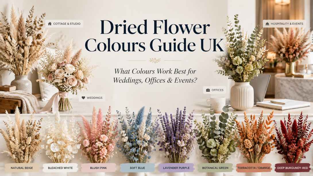 Dried Flower Colours Guide UK: What Colours Work Best for Weddings, Offices & Events?