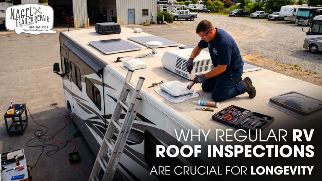 A Male Technician Repairing The Roof of a Class A Motorhome
