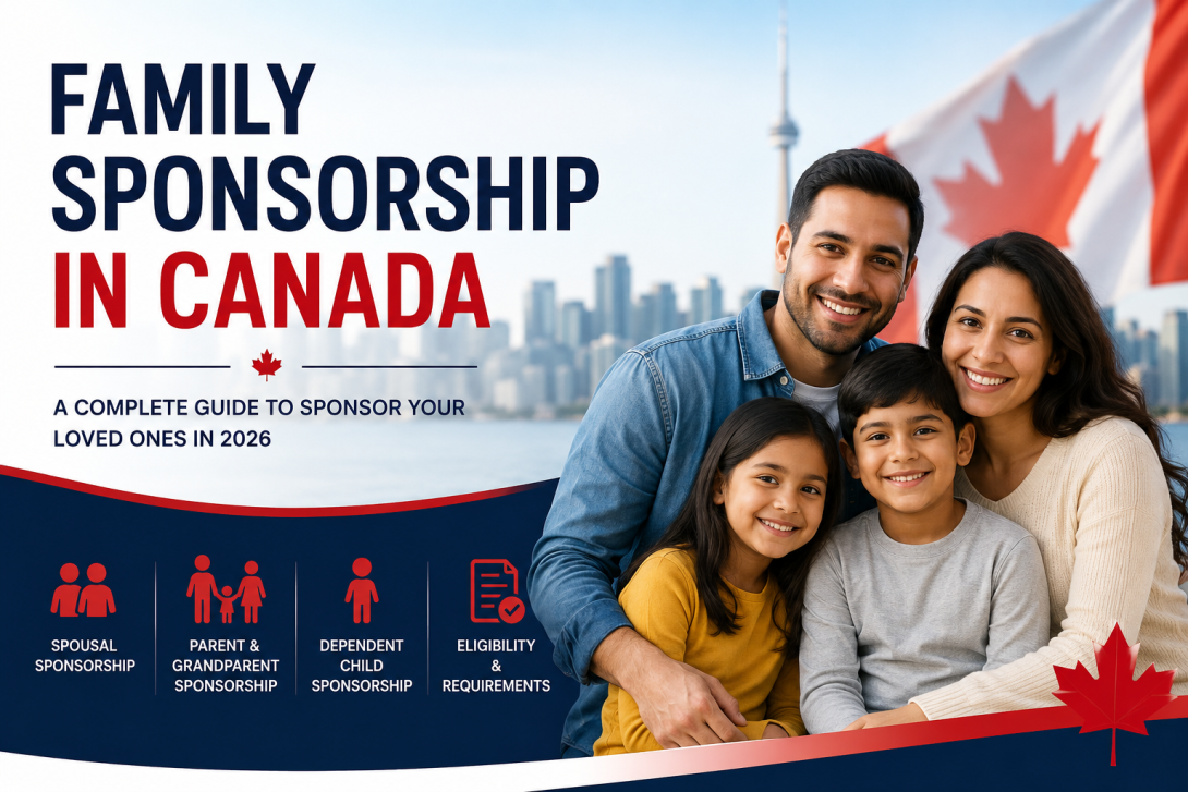 Canadian family sponsorship guide featuring spousal sponsorship, parent and grandparent sponsorship, dependent child sponsorship, and eligibility requirements for immigration to Canada.