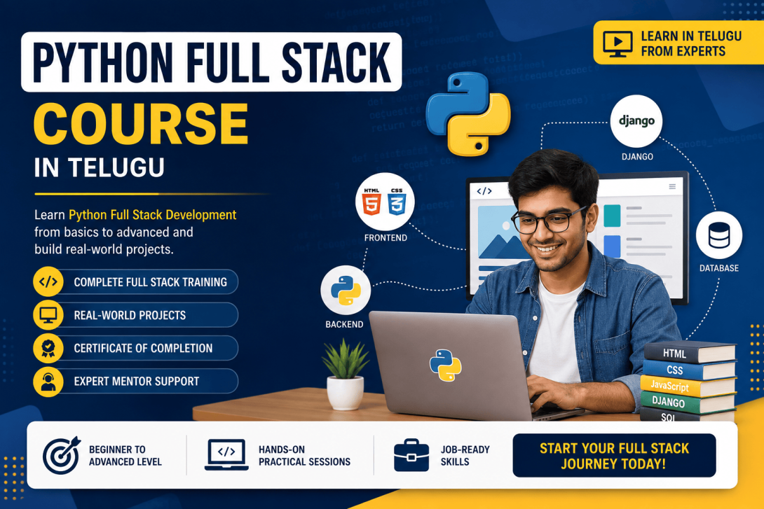 Python Developer Course in Telugu, Full Stack Web Development Course, Python Django Full Stack