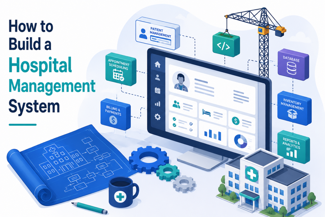Learn how to build a hospital management system with essential features for patient management, appointments, billing, staff, inventory, medical records, reporting, and secure data management.