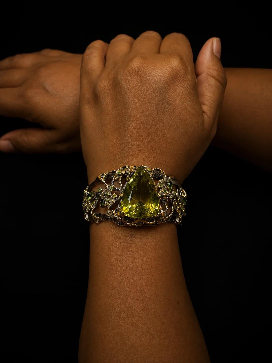 Lemon Quartz Statement Cuff Bracelet