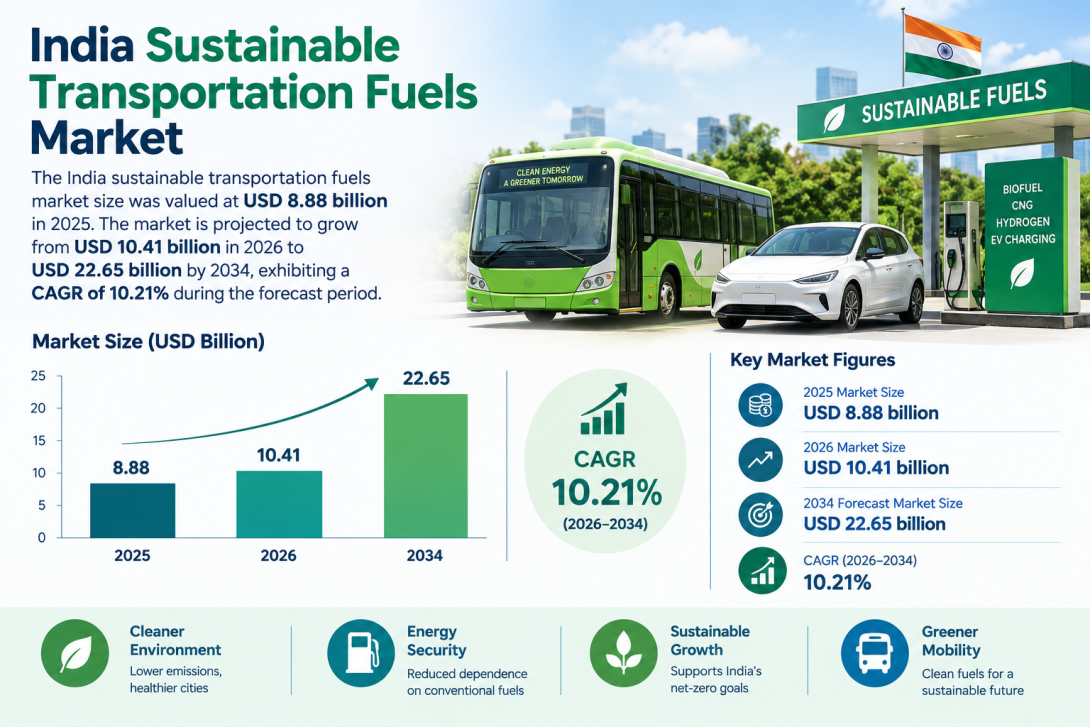 India Sustainable Transportation Fuels Market Share, Regional Developments and Growth Forecast 2026–2034